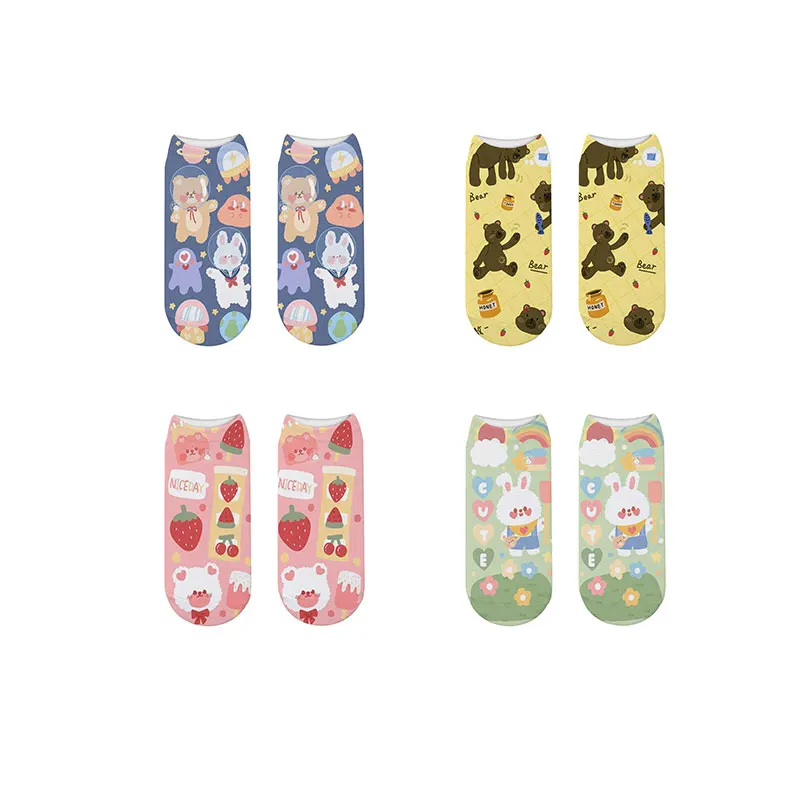

New Lovely Cartoon Animal Socks Cute Print Stuedents Bear Rabbit Short Socks Cotton Harajuku Kawaii Ankle socks For Gifts