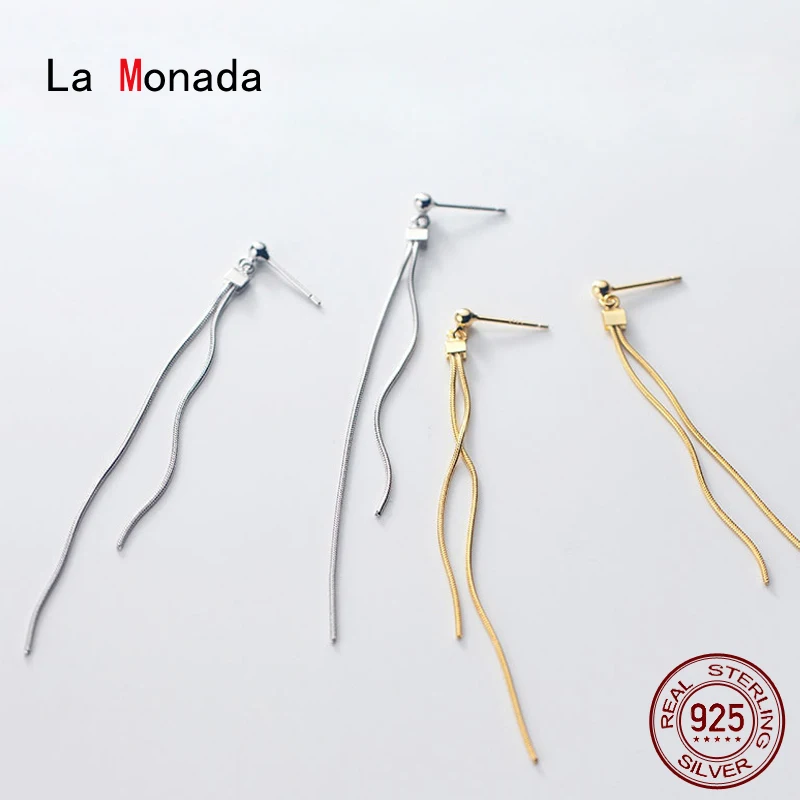 

La Monada Hanging Woman Earring Minimalist 925 Silver Jewelry Female Long Dangle Fashion Silver Stud Earrings For Women Girls
