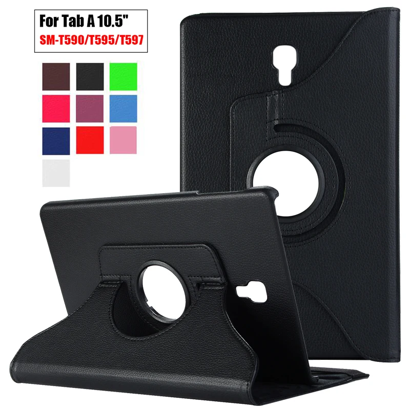 

360 Rotating PU Leather Flip Cover For Samsung Galaxy tab A 10.5 2018 T590 Case SM-T590 Tablet Stand Folding Folio Case Fundas