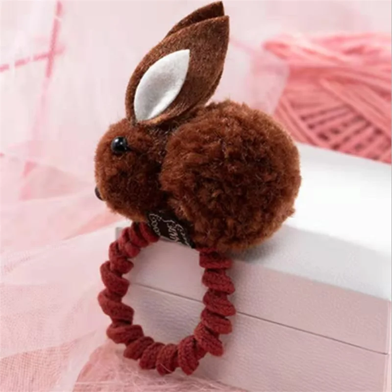 

Cute Three-Dimensional Felt Bunny Hair Ring Plush Rabbit Ears Autumn Winter Girls Head Rope Children's Hair Accessories