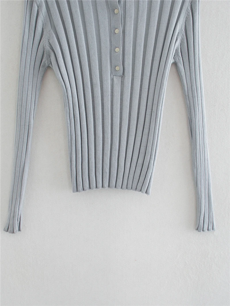 

Elegant Women O-Neck Shirt 2020 Fashion Ladies Full Sleeve Button Blouse Causal Female Streetwear Slim Knitted Tops Chic Girl