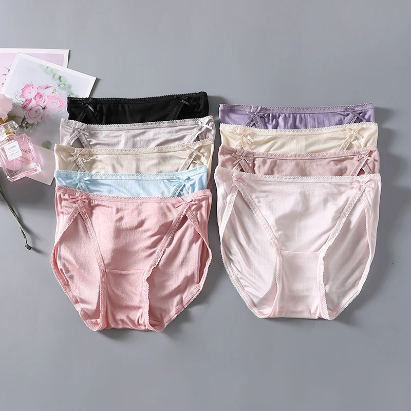 4 шт. в упаковке 100% шелк женские сексуальные трусики с низкой талией трусы нижнее