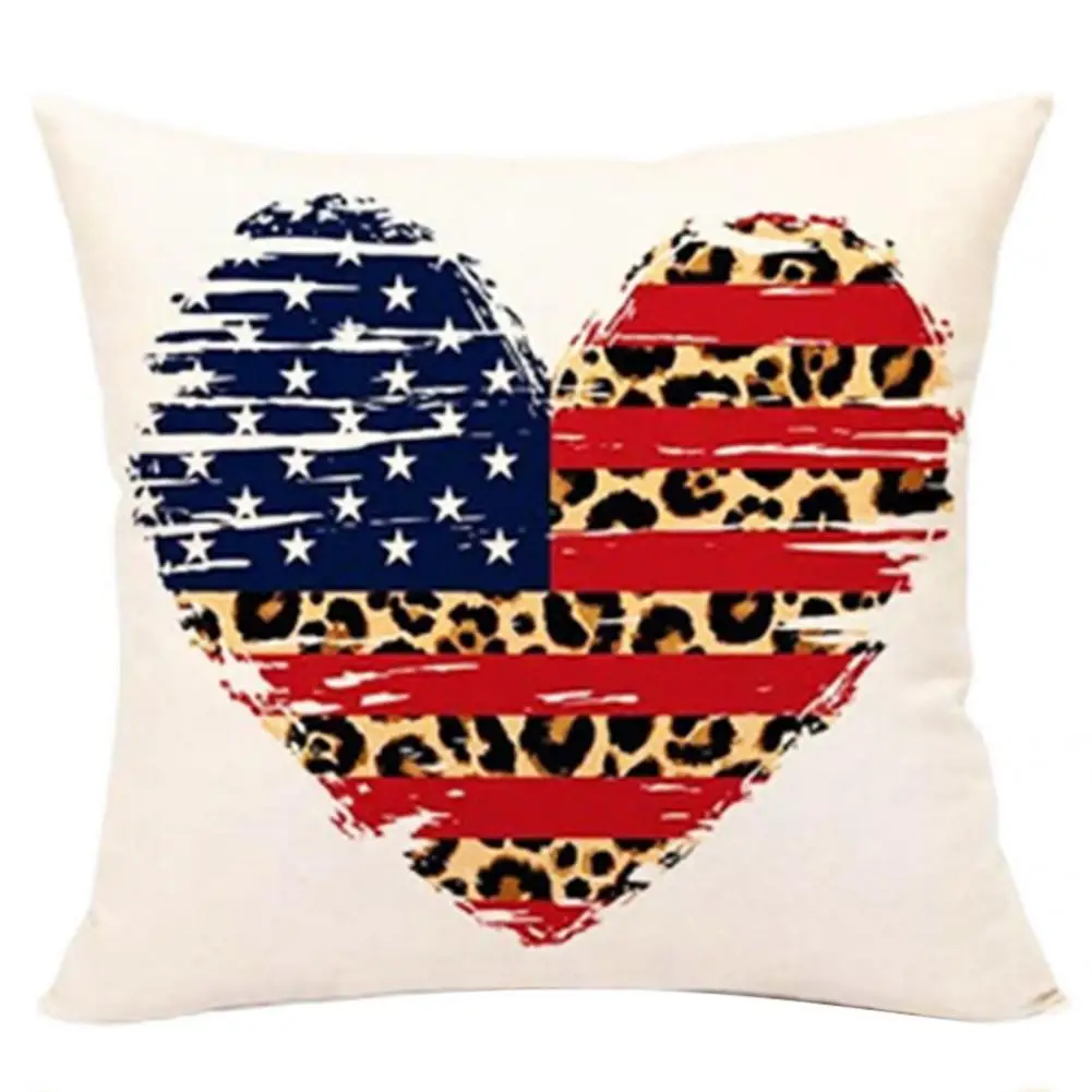 

Square Shape Beautiful Independence Day Breathable Pillow Cover Portable Pillow Case Soft for Home