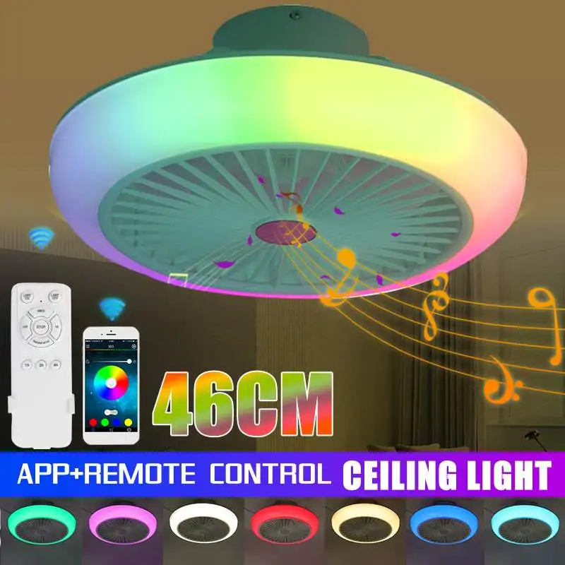

300W 46cm Intelligent WiFi Dimmable LED Ceiling Fan Light Remote Control Fan With Lighting Adjustable Wind Speed LED Air Cooler