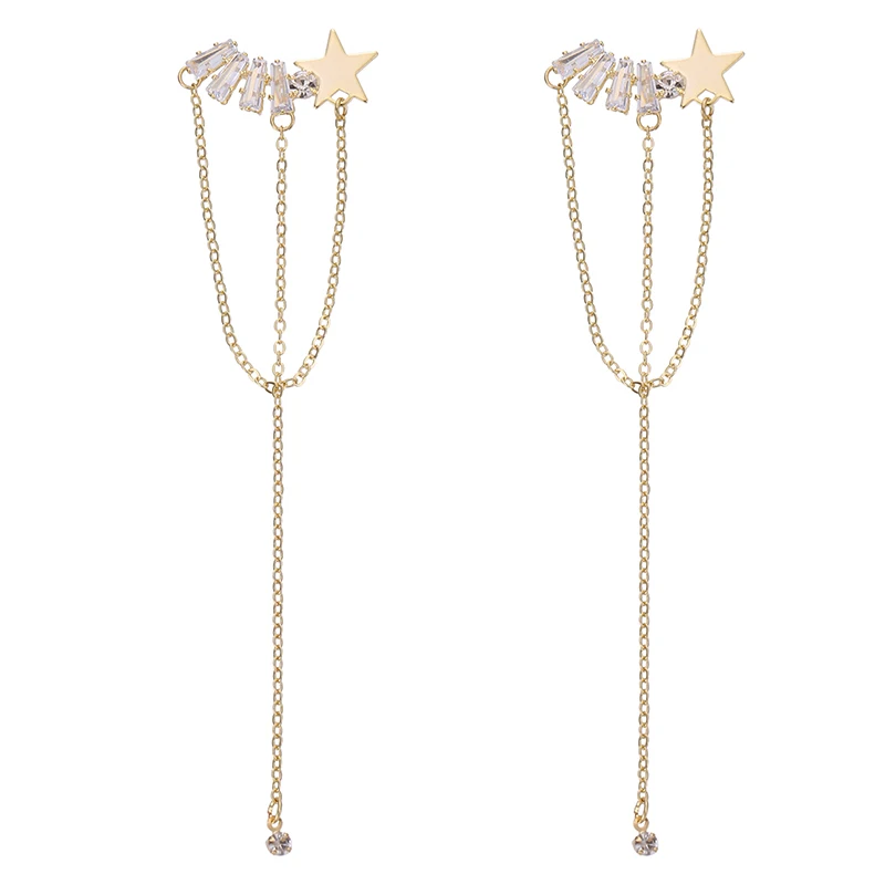 

Star Shape New Earrings For Women 2022 Trend Pendants Long Luxury Zircon Accessories Jewelry Sets Drop Earrings
