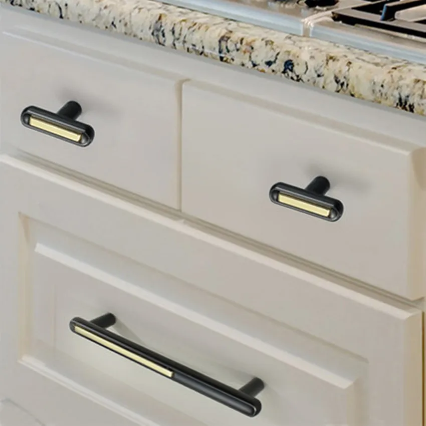 128 192mm modern fashion two color wardrobe kitchen cabinet furniture door handle black white gold drawer cupboard dresser knob