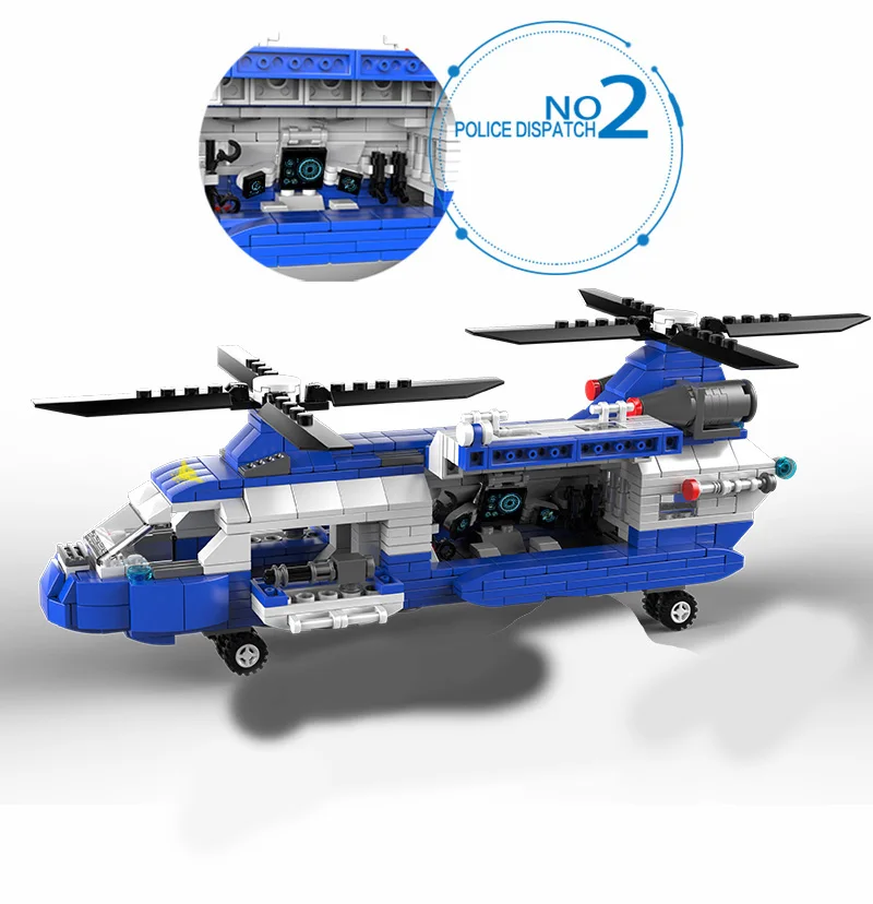 6 в 1 городская полиция строительные блоки автомобиля самолета Детские кубики