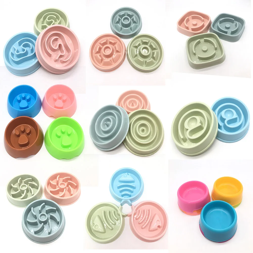 

Macaron Pet Bowl Economical Plastic Bowl Dog Bowl Round Single Bowl Slow Food Bowl Choke-proof Food Bowl Pet Food Rice Bowl