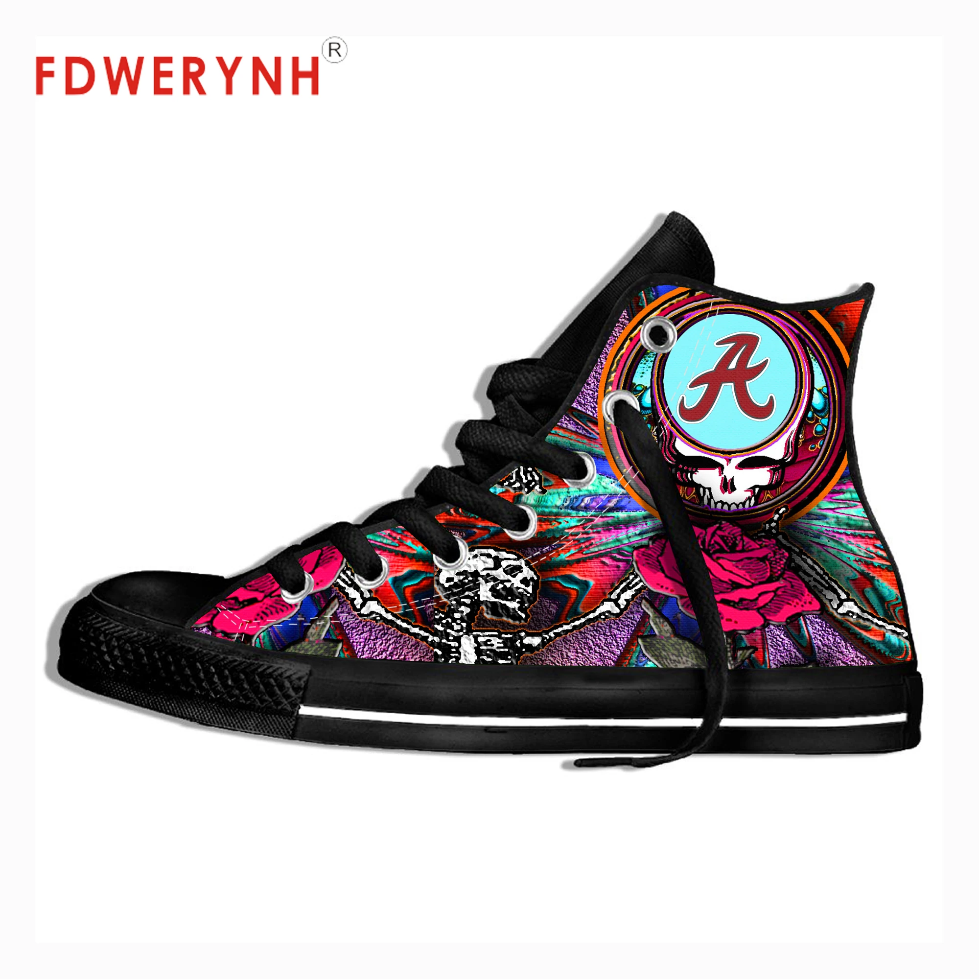 

Classic Men's Punk Rock Skull Style High-top Vulcanize Shoes Casual Lace-up Canvas Shoes for Men Students Flat Shoes