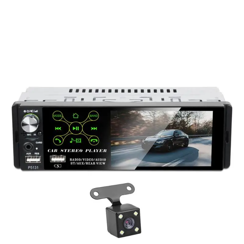 P5131 4,1 дюймов 1 Din емкостный сенсорный экран автомобиля в тире Bluetooth стереонаушники AM FM RDS радио головное устройство MP5 мультимедийный плеер