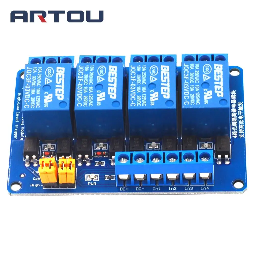 3 В 4-Канальный Релейный Модуль высокого и низкого уровня триггера двойной оптрон