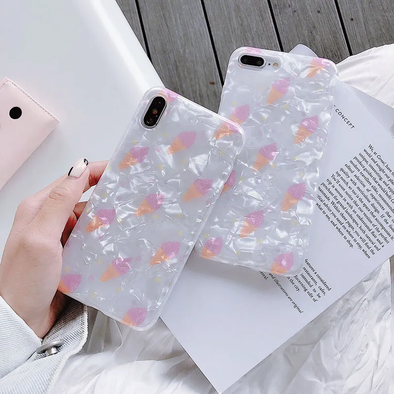 Простой чехол для телефона с рисунком мороженого iPhone 6 6s 7 8 Plus X Xs XR Max мягкий из ТПУ