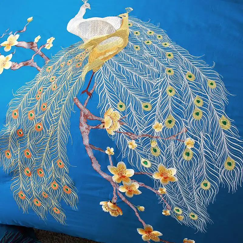 Постельное белье в китайском стиле Комплект постельного белья из 56 синего