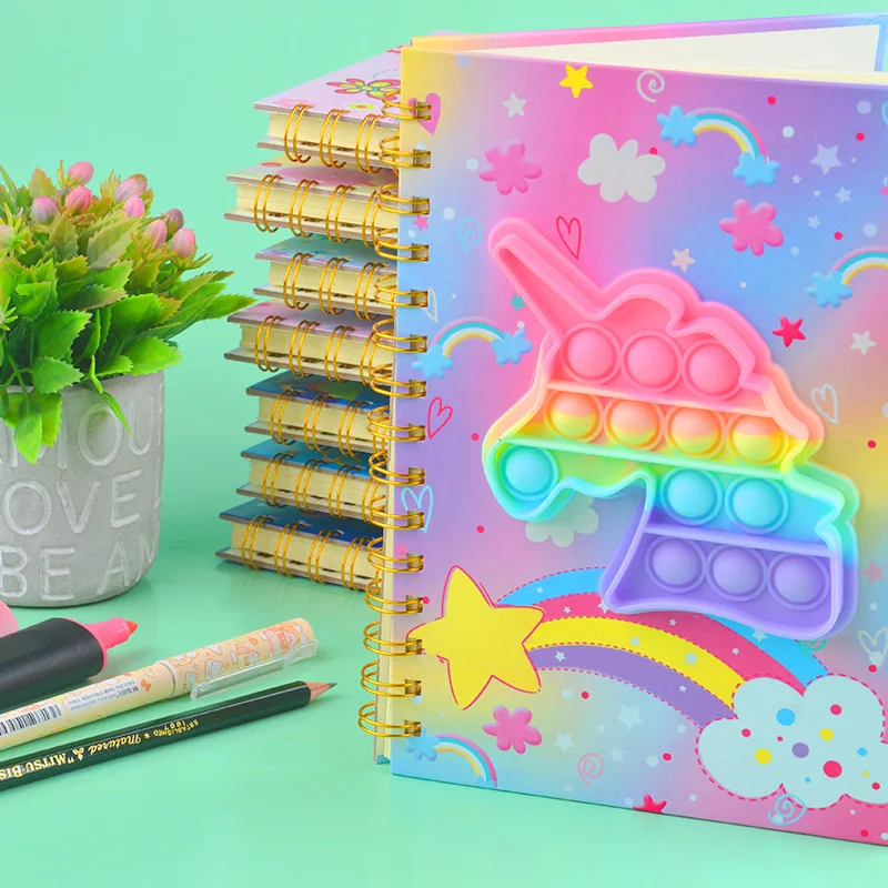 

2022 Kawaii Pop Its Fidget Toys-notebook 50 Page Lined School Writing Book For Student Office Sensory Kids Educational Supplies