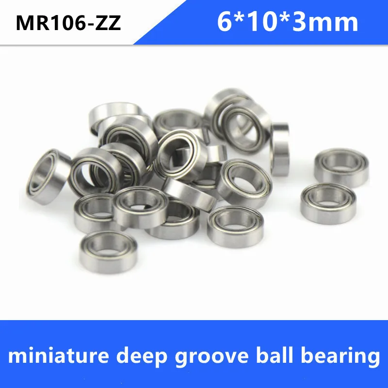 

500 шт./лот MR106ZZ Миниатюрный подшипник MR106 MR106-2Z 6*10*3 экранированные шарикоподшипники с глубоким желобом 6x10x3 мм