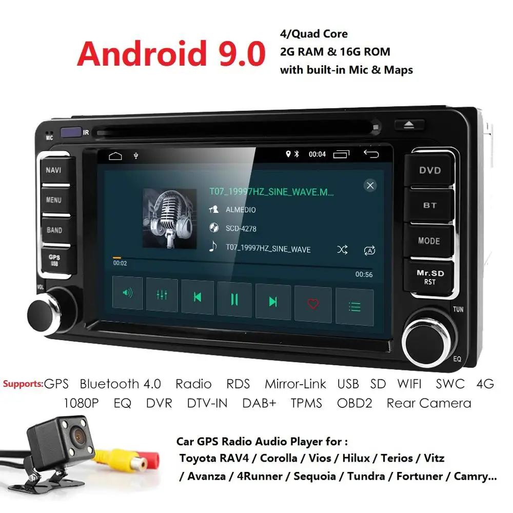Android 9 0 подходит для Toyota In Dash Стерео DVD плеер GPS навигатор радио SWC DVR RDS DVBT DAB + TPMS BT USB