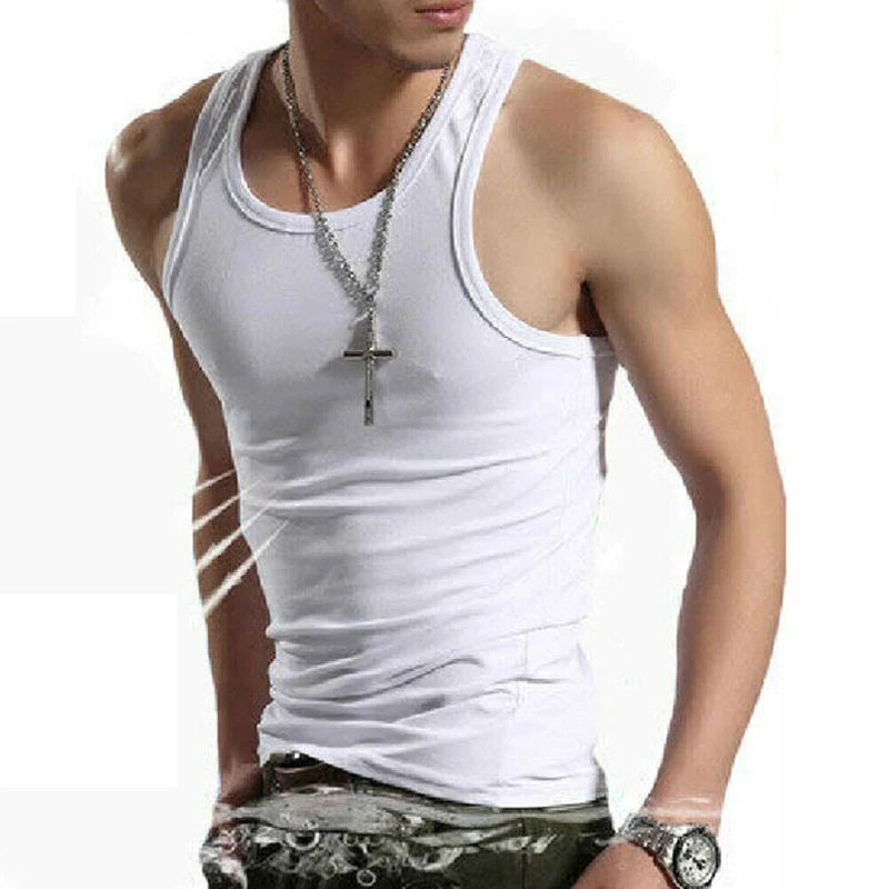 

Basic Gyms Stringer Clothing Bodybuilding Tank Top Men Fitness Singlet Sleeveless Shirt Solid Cotton Muscle Vest Undershirt /BY