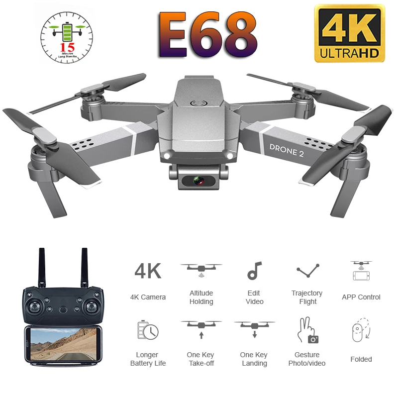 E68 WiFi FPV складной Профессиональный Дрон с 4K камерой оптическим потоком широким