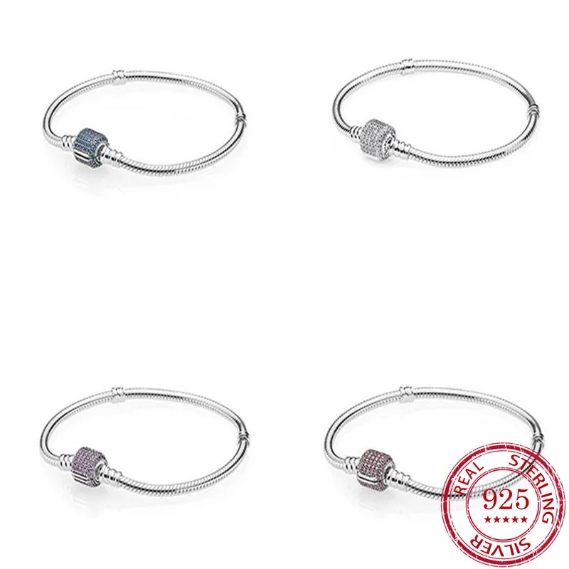 Подходит для Pandora Element S925 Стерлинговое Серебро бриллиантовая цепочка из змеиных