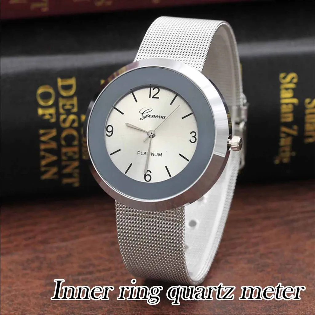 Часы наручные женские с браслетом из нержавеющей стали модные простые