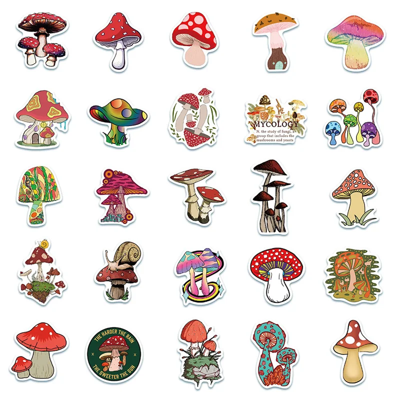 

10/30/50PCS Cartoon Cute Plant Mushroom Graffiti Sticker Scooter Laptop Waterproof Guitar Decoration Toy Wholesale