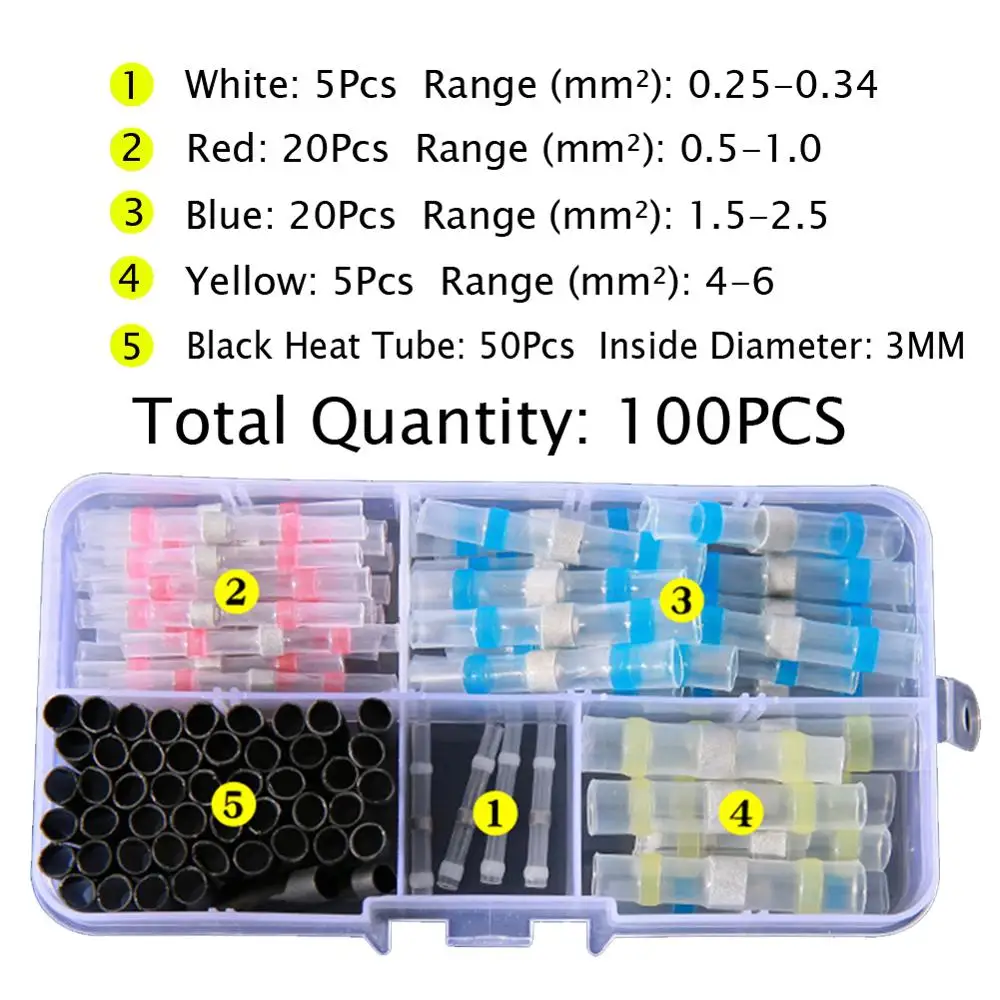 Оламм 100/50 шт. Олова кольцо обжимной терминал разъем припоя провода усадки рукав