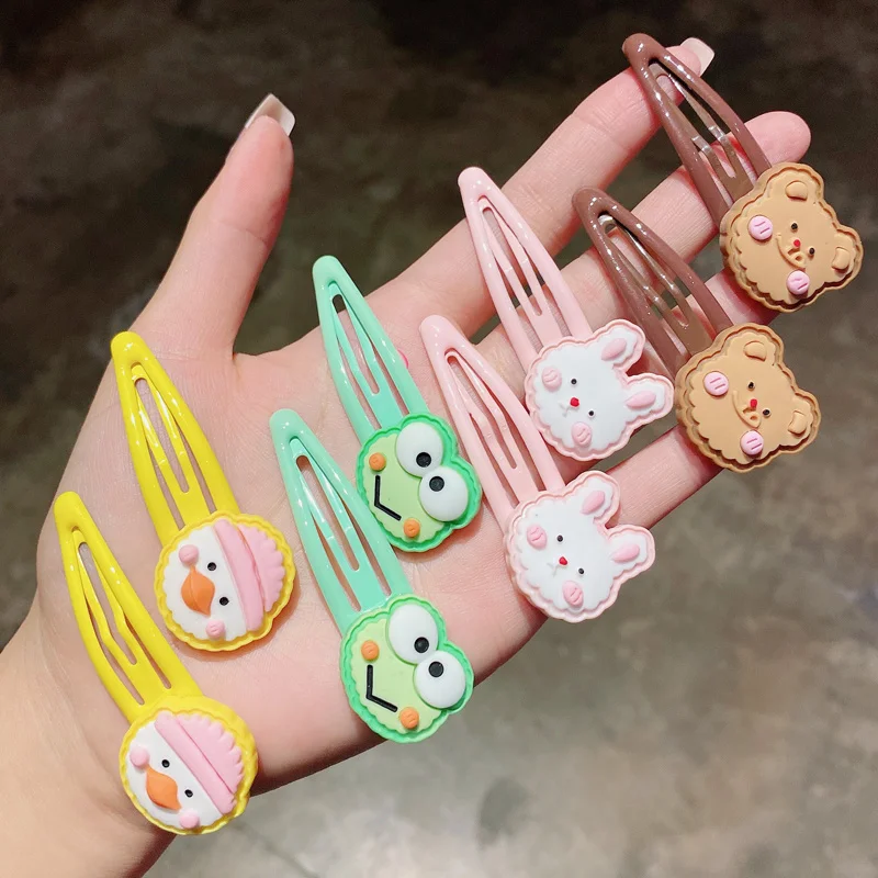 

2Pcs/Set New Child Cute Bear Rabbit BB Clip Korean Version Simple Girl Side Clip Babby Hair Clip Cartoon Animal Headdress