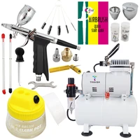 ophir airbrush gun dual action airbrush kit 0 3mm 0 5mm 0 8mm air compressor tank with cleaning tools for makeup paint ac134069