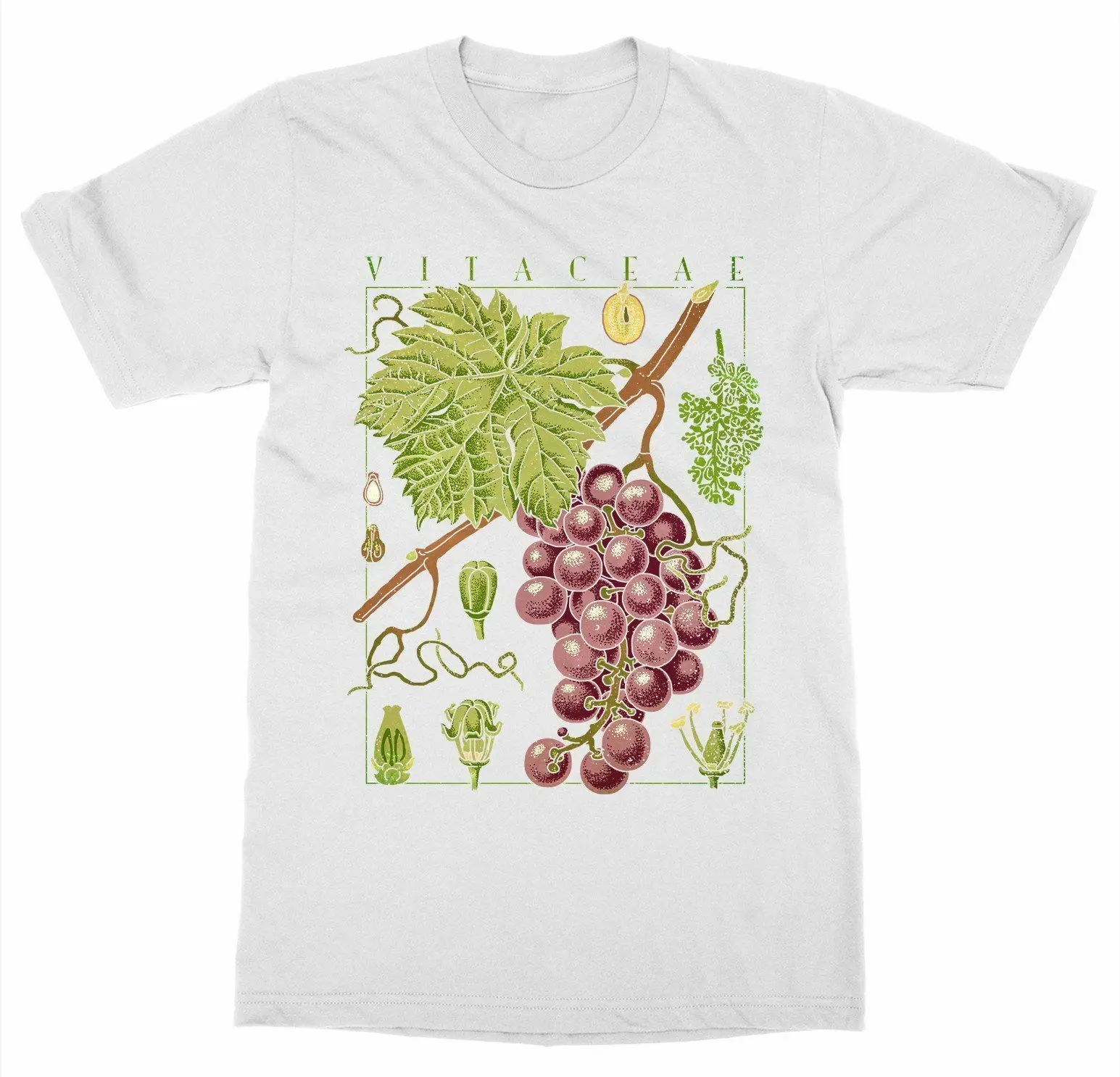 Page One/Летняя хлопковая Футболка с круглым вырезом и принтом винограда