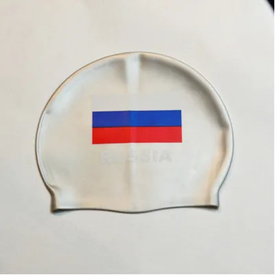 Флаг США, Россия, силиконовая шапочка для купания, водонепроницаемая, UK AU, CN, шапочка для плавания, s, для мужчин и женщин, шапочка для плавания, подходит для головы 50-60 см - Цвет: Russia Silver