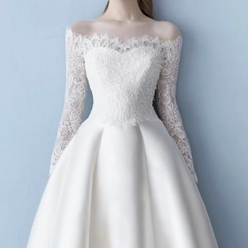 LAMYA Floor Length A Line Simple Wedding Dress Satin Bridal Korean Women Elegant Vestido De Novia Nemidor Robe Soiree | Свадьбы и