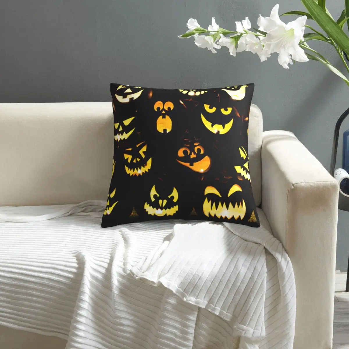

Halloween Pumpkin Faces pillowcase printed cushion cover sofa waist pillow pillow cover