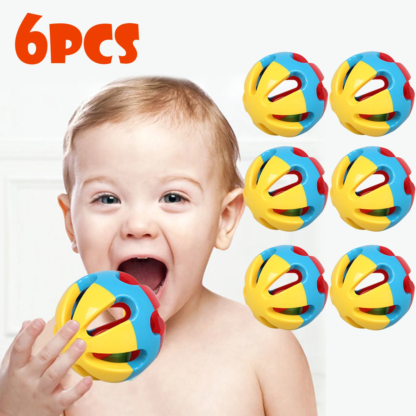 

6pcs Toys for Cats baby Ball with Bell Ring Playing Chew Rattle Scratch Plastic Ball Interactive Cat Training Toys Pet Baby