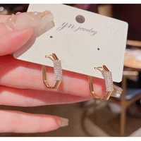 2022trend new hollow out metallic geometric earrings for women micro pave temperament fashion jewelry exquisite earring wedding