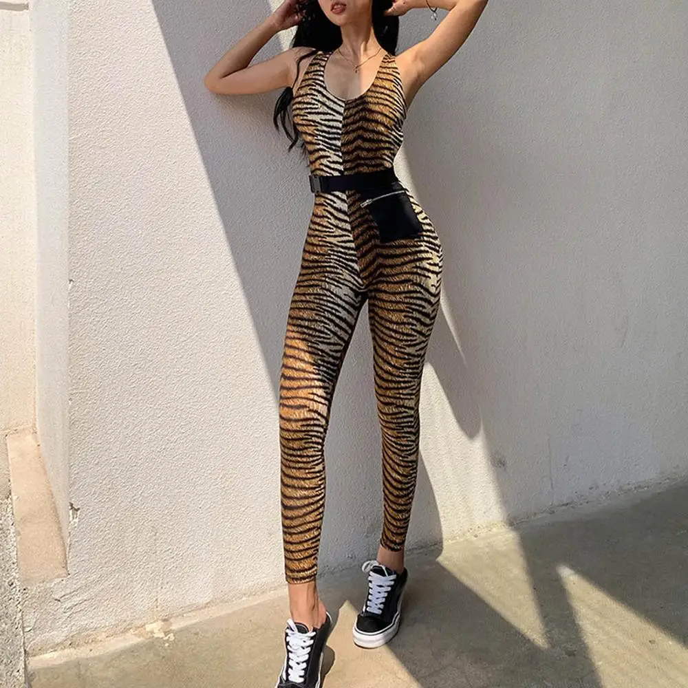 Обтягивающий женский комбинезон с принтом открытыми плечами открытая спина