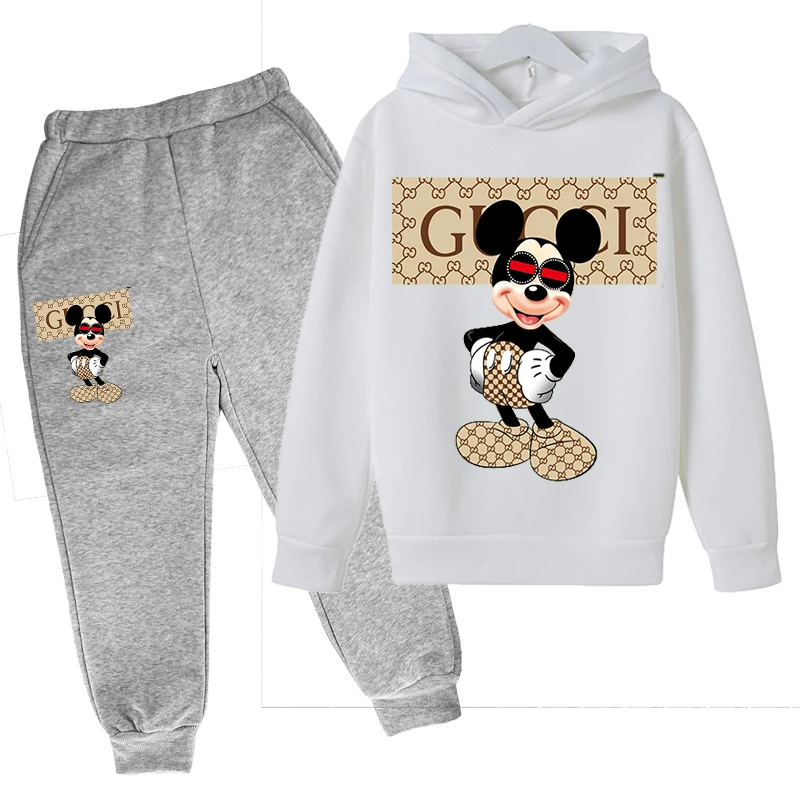 Conjunto de sudadera con capucha para ni&ntilde;os y adolescentes, su&eacute;ter con estampado de dibujos animados, Top de algod&oacute;n y pantalones, sudadera de moda-1