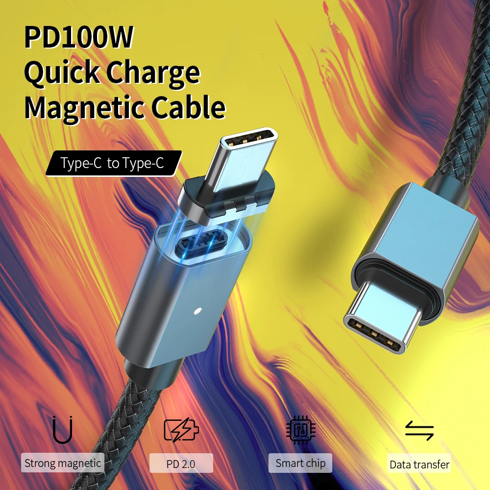 Магнитный кабель USB C к Type для Samsung S20 Xiaomi 10 Redmi Быстрая зарядка 4 0 PD 100 Вт быстрая
