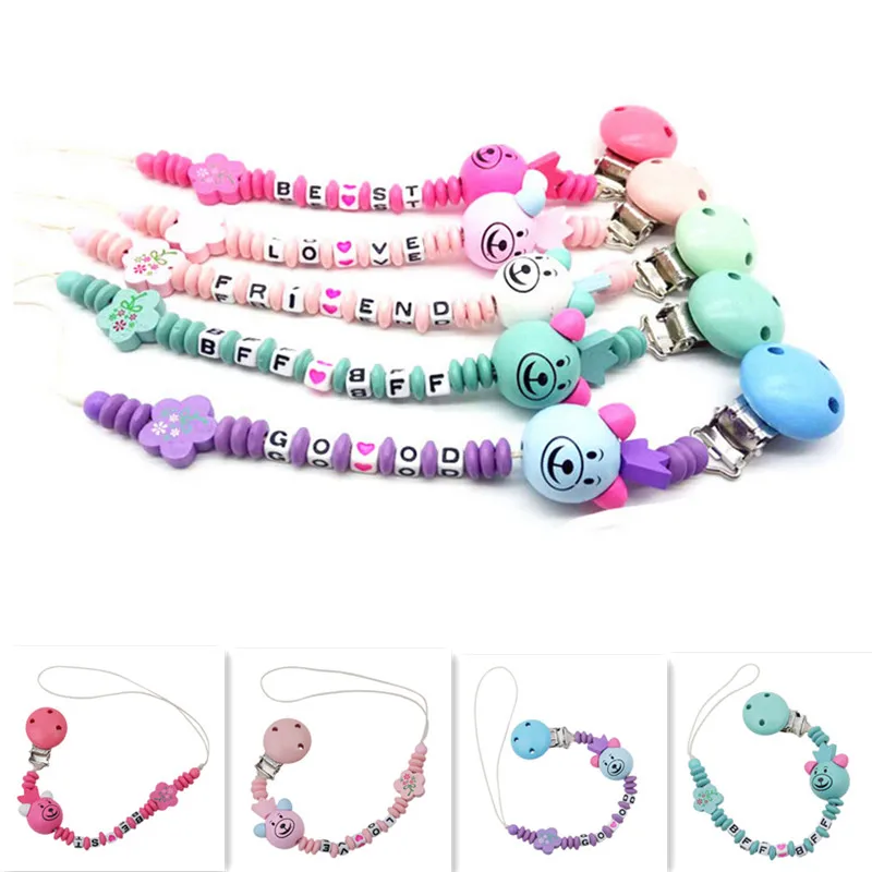 

1Pcs Handmade Pacifier Clips Holder Chain Silicone Pacifier Chains Cartoon Baby Teether Teething Chain Baby Shower Gifts
