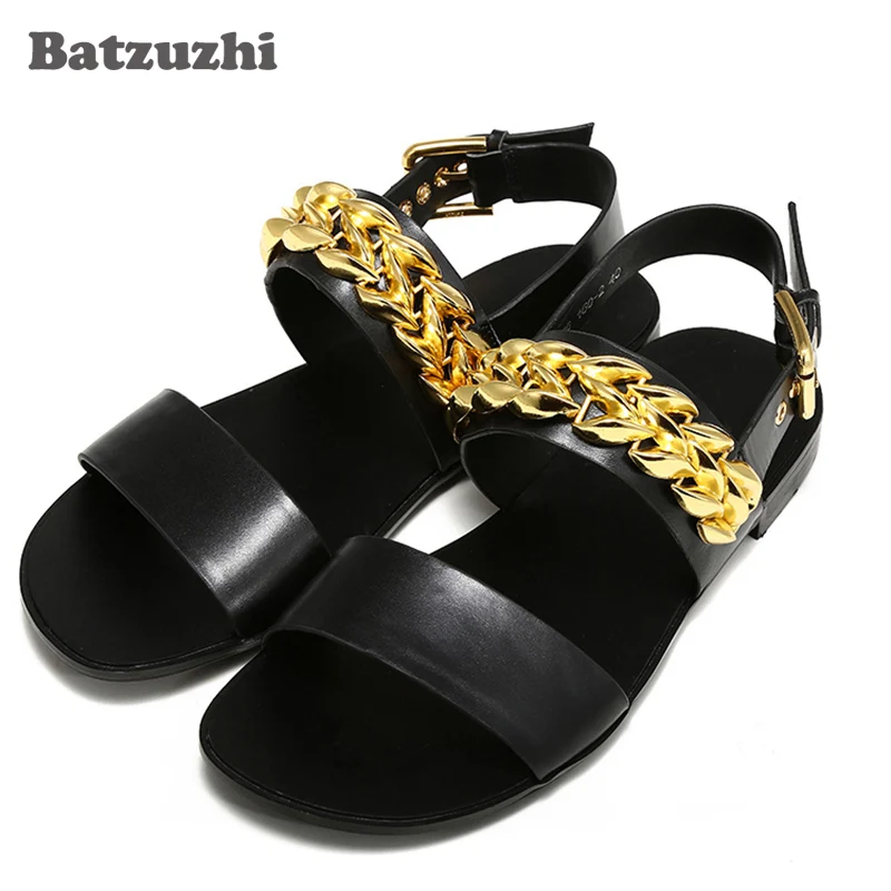 

Sandalias Mujer 2021 New Summer Sandal Shoes Black Soft Genuine Leather Shoes Sandals Beach/Party/Runway Gladiator, Big Sizes 46