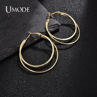 umode new double layer glossy matte process design hoop earrings for women fashion earring jewelry dating party gift ue0686