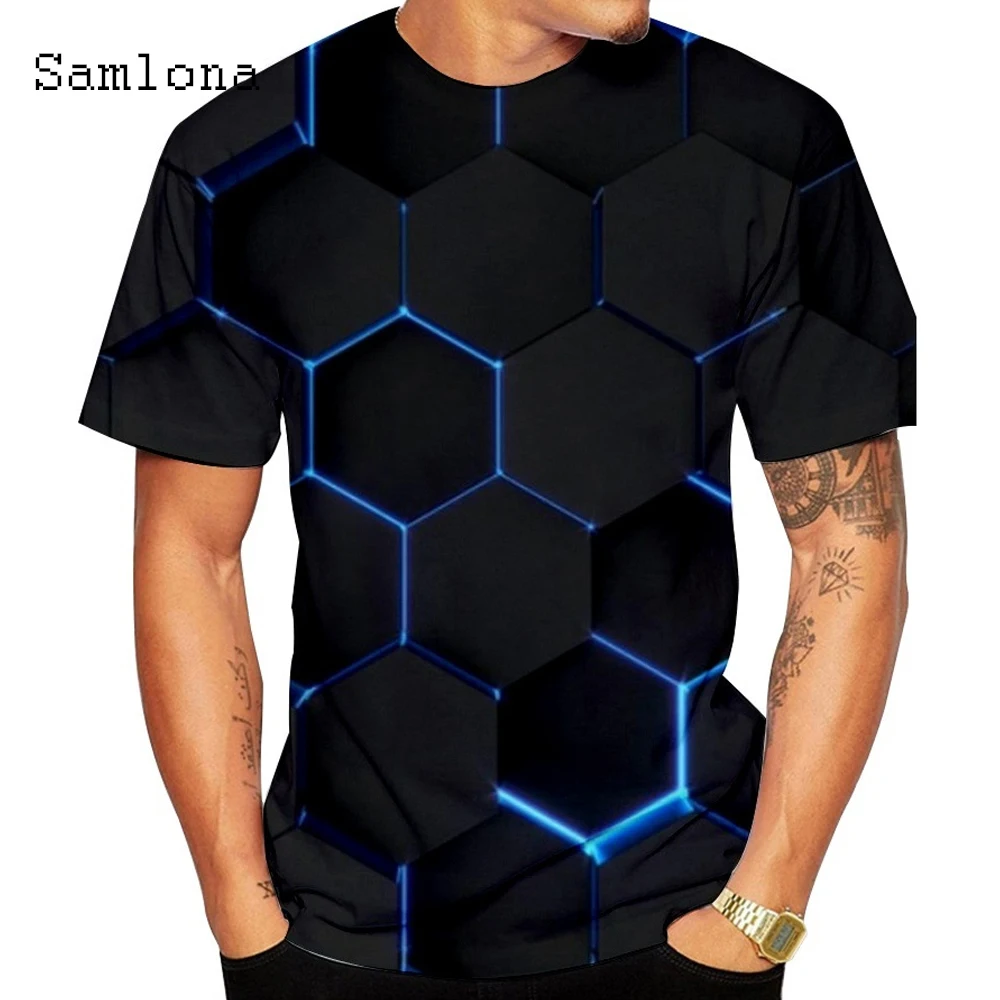 

Samlona 2021 Summer New Fashion 3D Print Masculinas Tops Streetwear T-shirt Casual Tees Shirt Sexy Mens Clothing Plus Size S-5XL