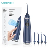 liberex white black water flosser irrigator for teeth portable dental cleaning electric oral care 300ml waterproof for family