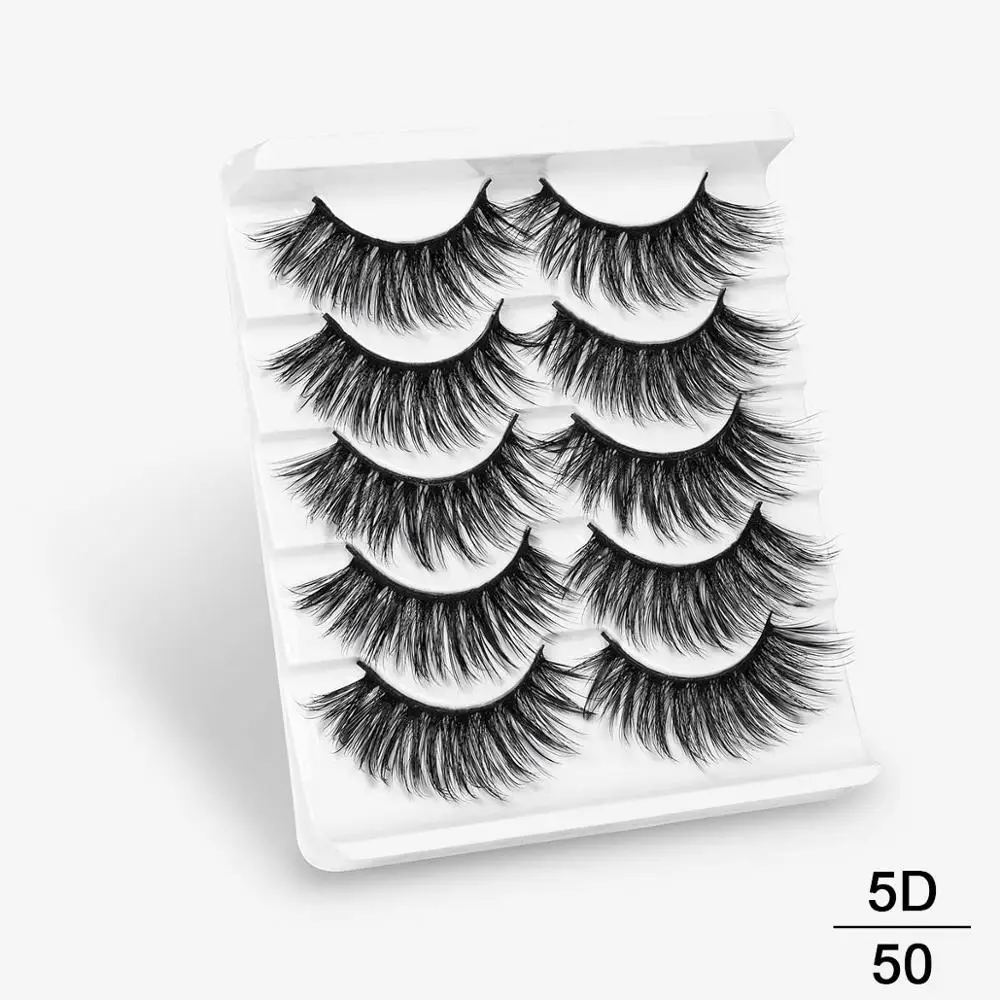 2/5 пар 3D искусственным мехом норки, накладные ресницы в естественном стиле/толстые длинные ресницы тонкими макияж Красота клей для наращивания ресниц инструменты для макияжа бровей - Цвет: 5D50