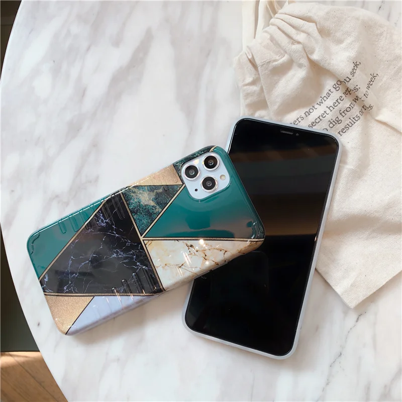 Marble splicing Phone case for iphone 11 11Pro Max X XR XS For 6 6S 7 8 7Plus Piano Stripe Geometric soft |