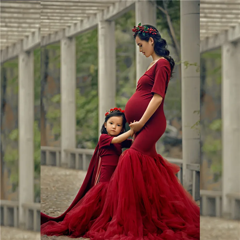 child Винтажное платье для беременных для фотосессии, одежда из тюля для беременных, свадебная одежда для беременных, реквизит для фотосессии - Цвет: child