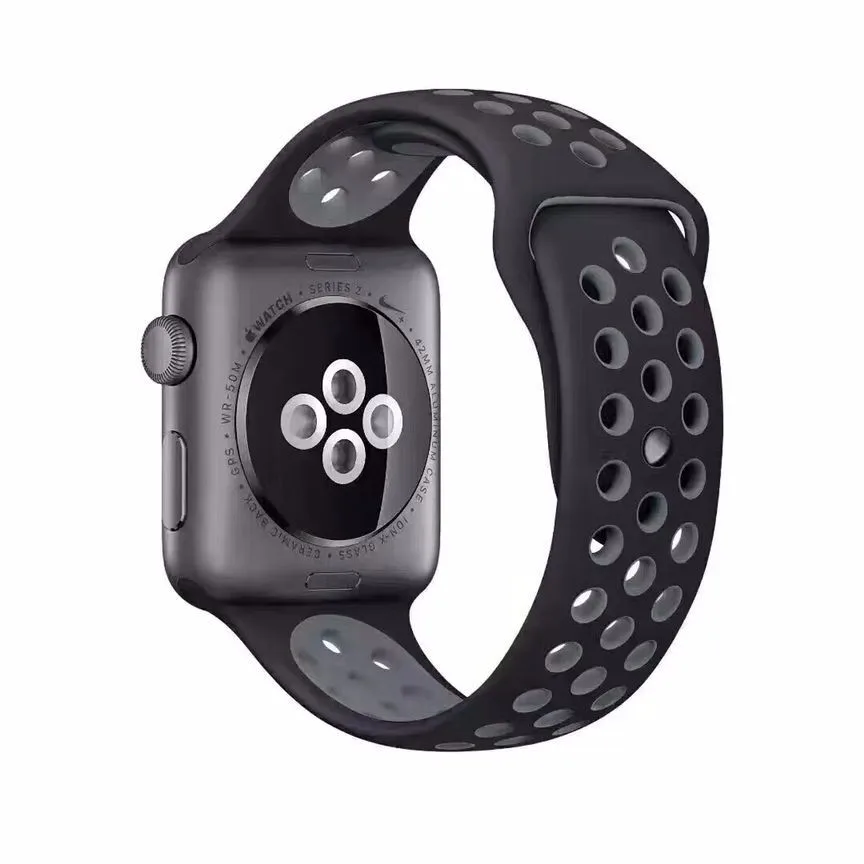Спортивный силиконовый браслет для Apple Watch 38 мм 40 мягкий резиновый ремешок 42 44 iwatch