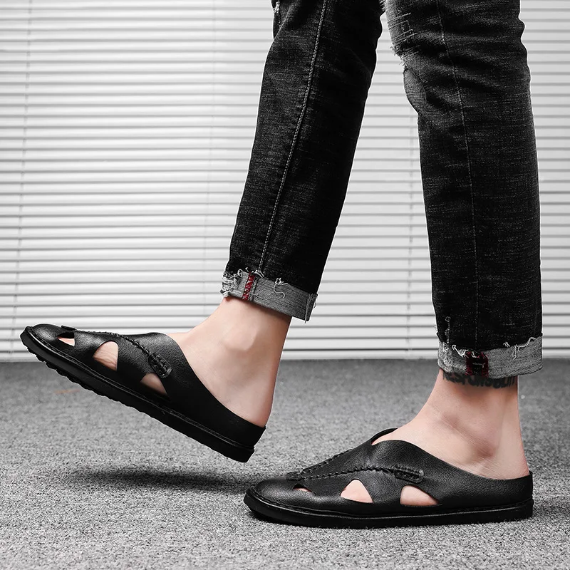 

Male Sandal Men Leather Sandals Genuine Mens Toe Loop Summer Big Samool Shoes Size Gladiator For Large Beach Handmade