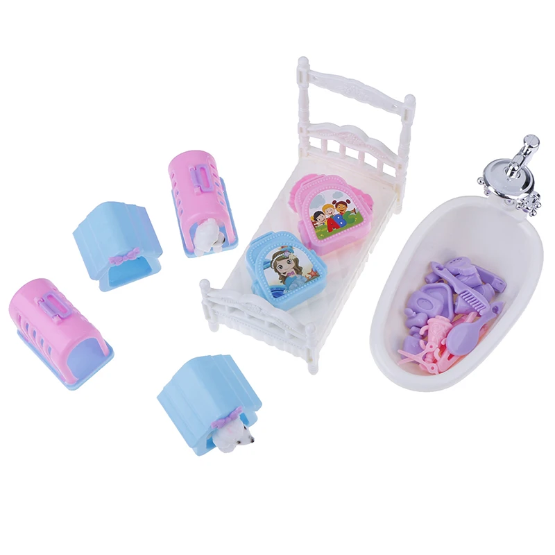 Миниатюрная пластиковая мебель для ванной комнаты набор кукольного домика DIY