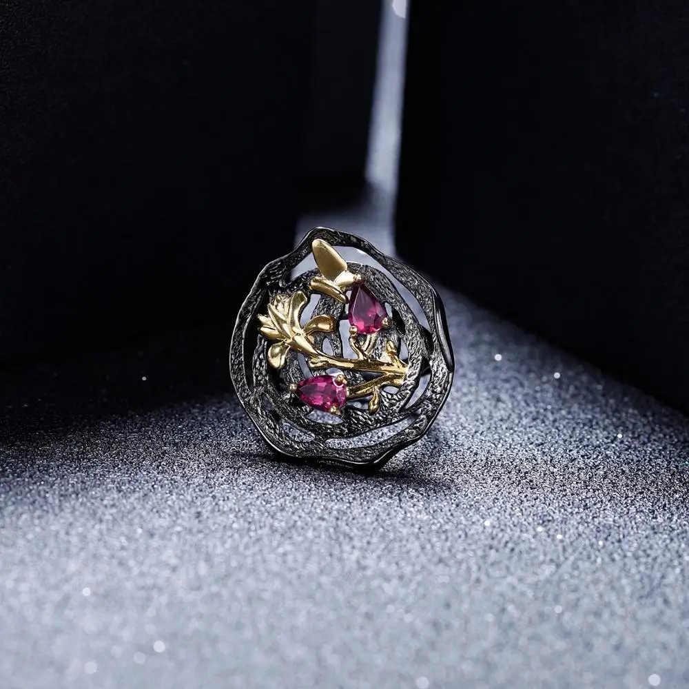 Женское кольцо из драгоценного камня регулируемое ручной работы натурального