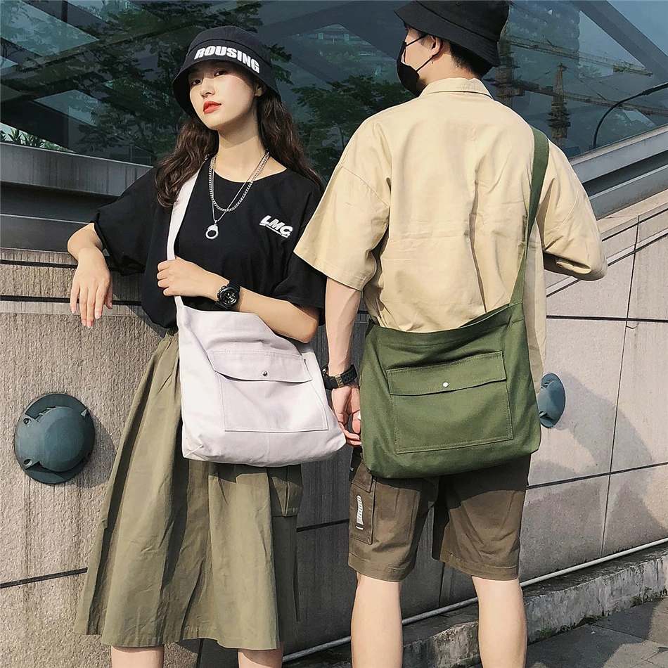 Унисекс стиль Харадзюку холщовые Сумки Большая вместительная сумка через плечо